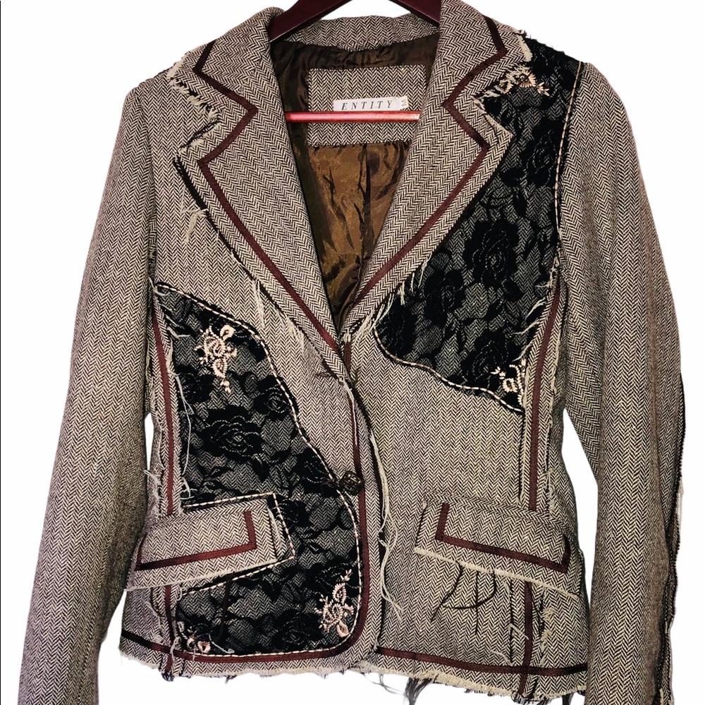 Anthropologie Brown and Black Lace Blazer